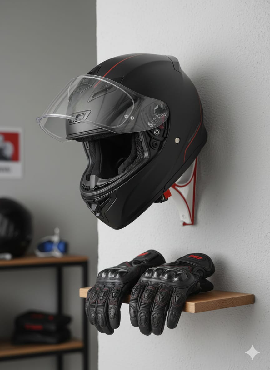 3D Printed Helmet Wall Mount & Key Holder – Space-Saving, Strong & Stylish